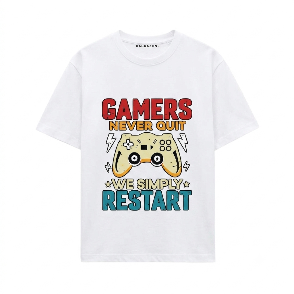 Gammers Never Quit  Level Up Gaming Spirit T-Shirt